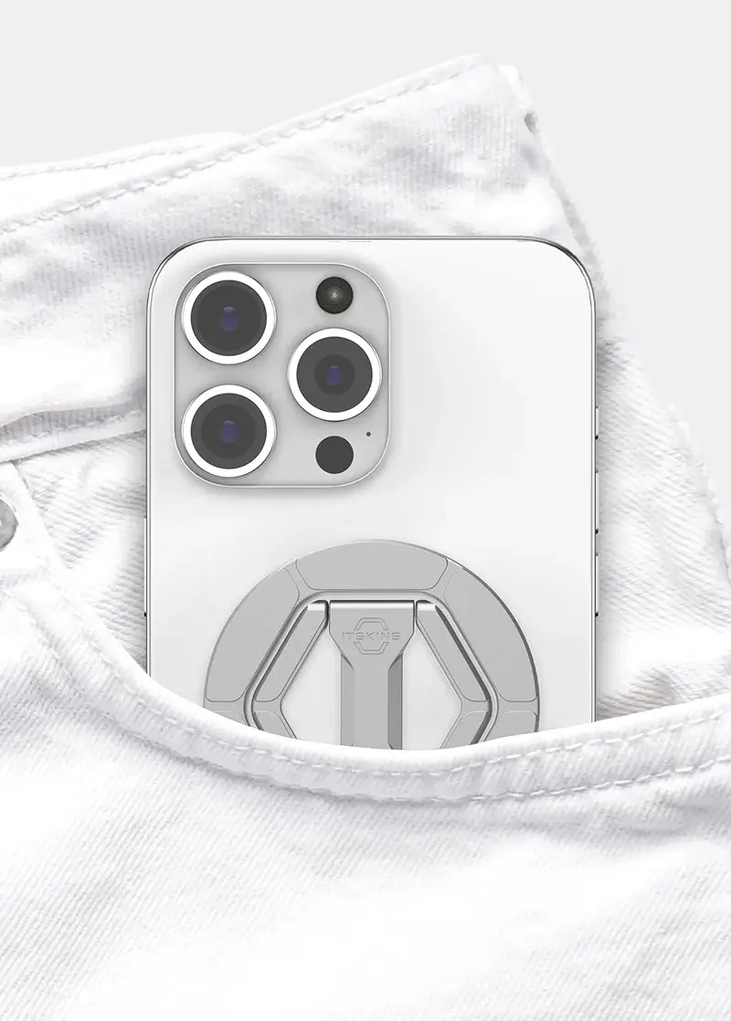 ITSKINS KickStand 360 Double Site MagSafe Magnet Phone Holder Ring - Silver