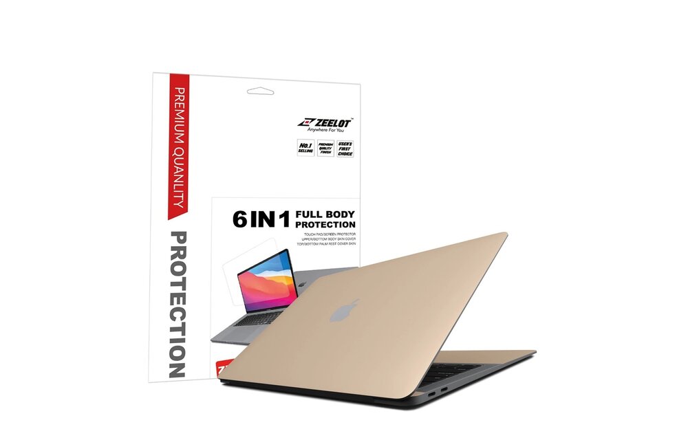 Zeelot 6 in 1 Full Body Protection With Screen Protector for MacBook Air 13" (A2289/A2338) - Gold