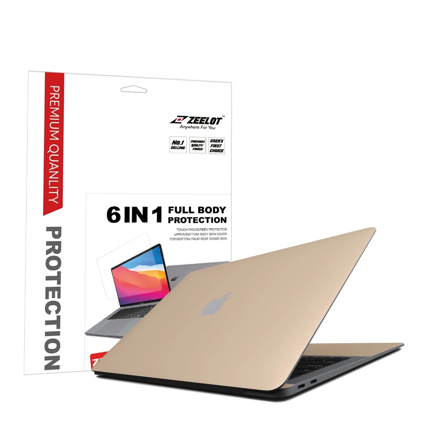 Zeelot 6 in 1 Full Body Protection With Screen Protector for MacBook Air 13" (A2289/A2338) - Gold