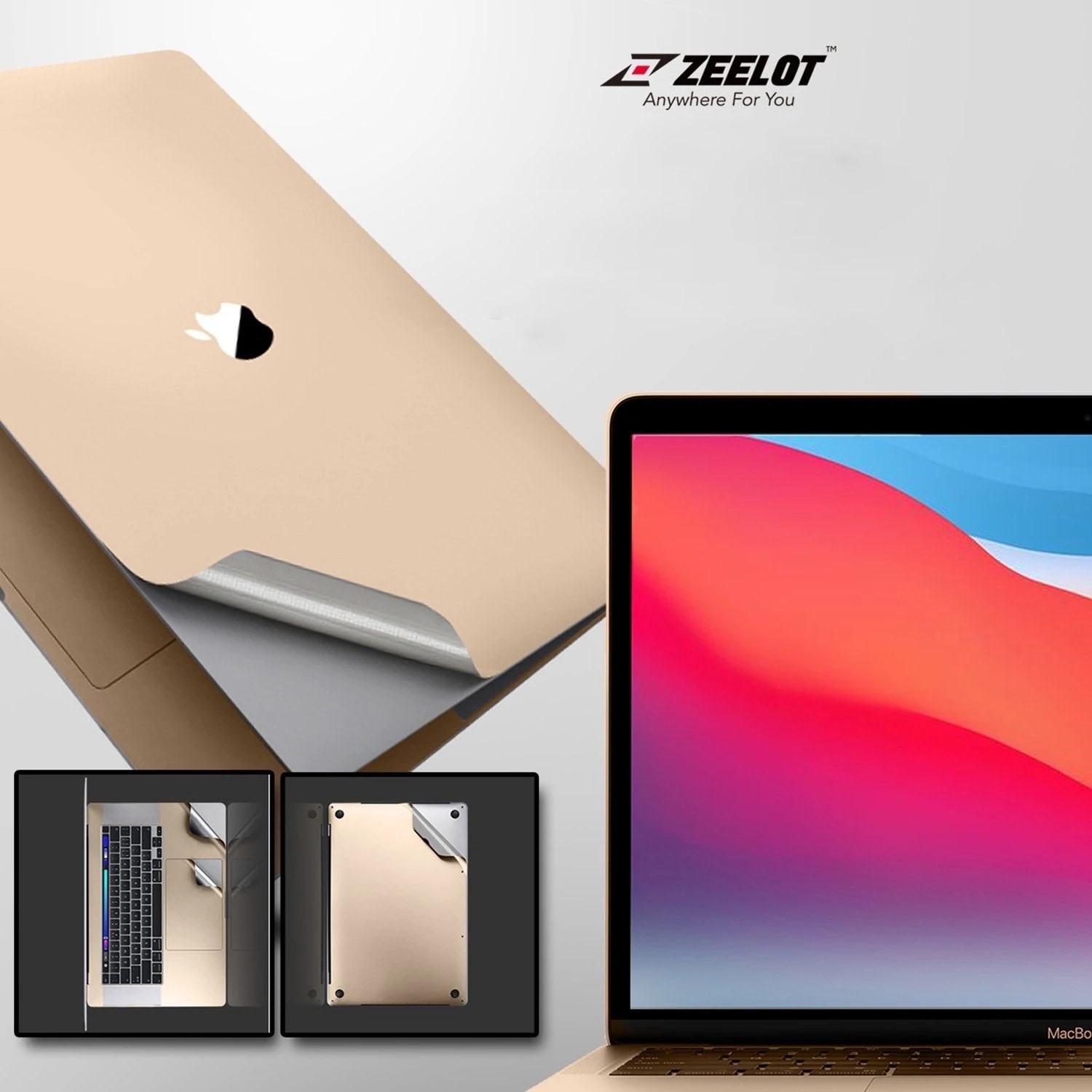 Zeelot 6 in 1 Full Body Protection With Screen Protector for MacBook Air 13" (A2289/A2338) - Gold