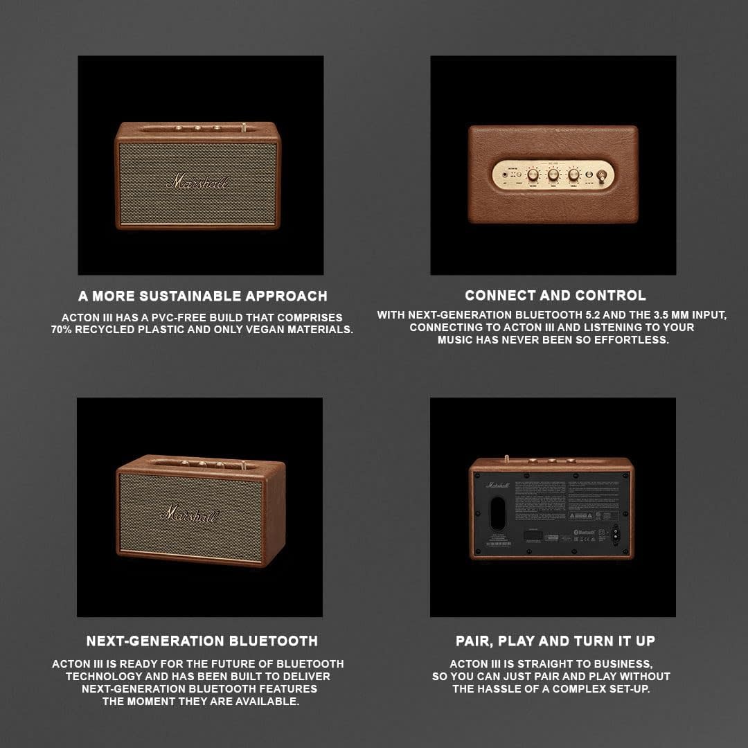 Marshall Action 3 Wireless Home Bluetooth Speaker - Brown