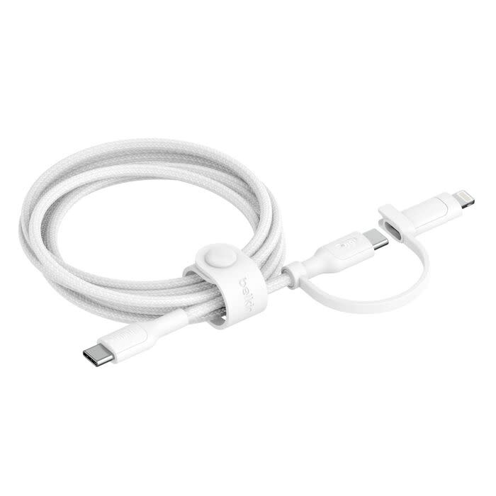 Belkin BoostCharge Pro 2 in 1 Cable with USB-C and Lightning Connector 1.5m - White