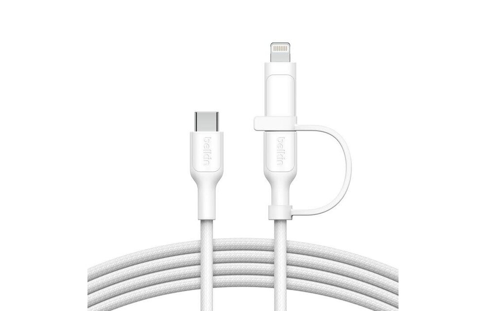 Belkin BoosCharge Pro 2 in 1 Cable with USB-C and Lightning Connector 1.5m - White