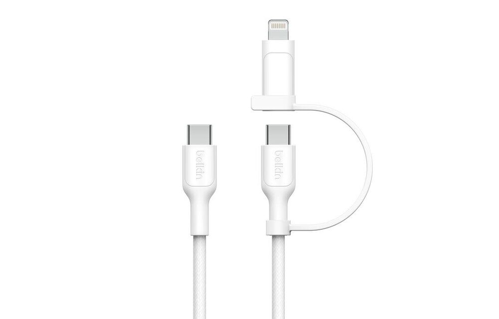 Belkin BoosCharge Pro 2 in 1 Cable with USB-C and Lightning Connector 1.5m - White