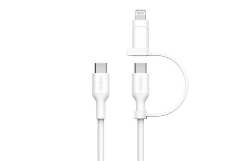 Belkin BoostCharge Pro 2 in 1 Cable with USB-C and Lightning Connector 1.5m - White