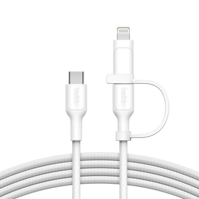 Belkin BoostCharge Pro 2 in 1 Cable with USB-C and Lightning Connector 1.5m - White