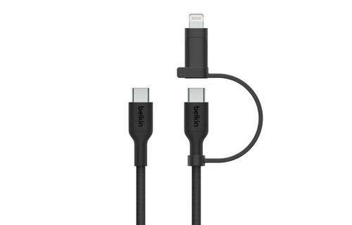 Belkin BoosCharge Pro 2 in 1 Cable with USB-C and Lightning Connector 1.5m - Black