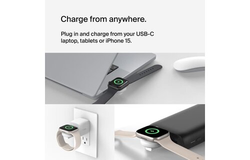 Belkin BoosCharge Portable USB-C Apple Watch Charger - White