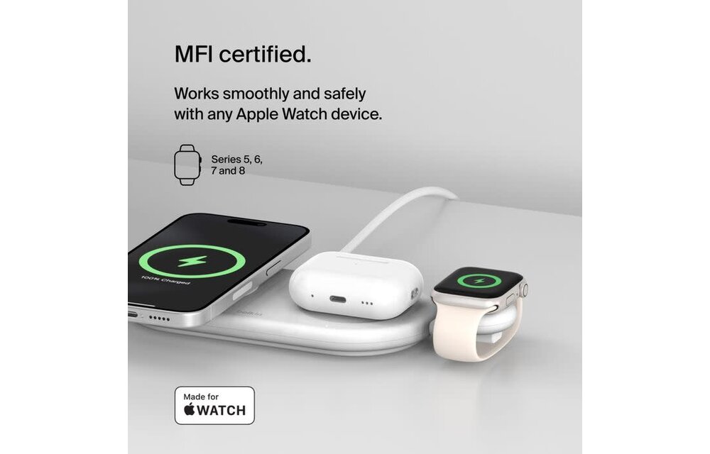 Belkin BoosCharge Portable USB-C Apple Watch Charger - White