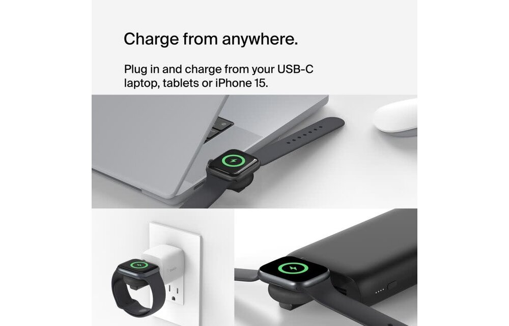 Belkin BoosCharge Portable USB-C Apple Watch Charger - Black