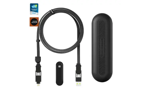 Rolling Square inCharge XL 2m with Silicon Pouch - Black