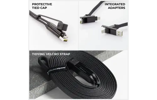 Rolling Square inCharge XL 2m with Silicon Pouch - Black