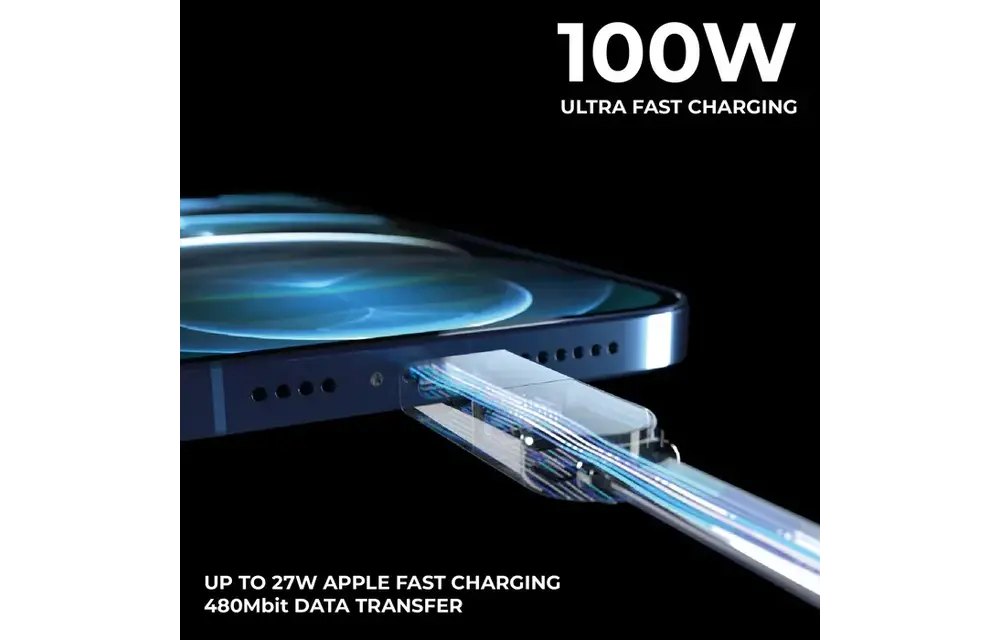 Rolling Square inCharge XL 2m with Silicon Pouch - Black