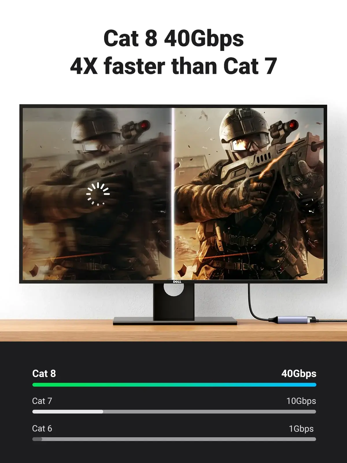 UGREEN Cat8/FTP Round Ethernet Cable 2M - Black