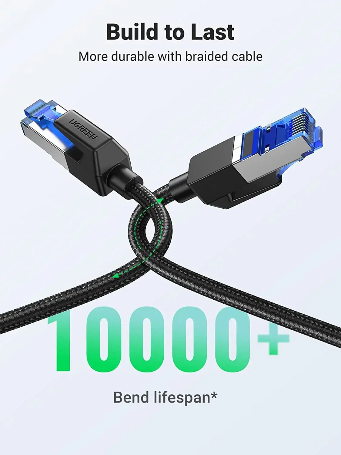 UGREEN Cat8/FTP Round Ethernet Cable 2M - Black