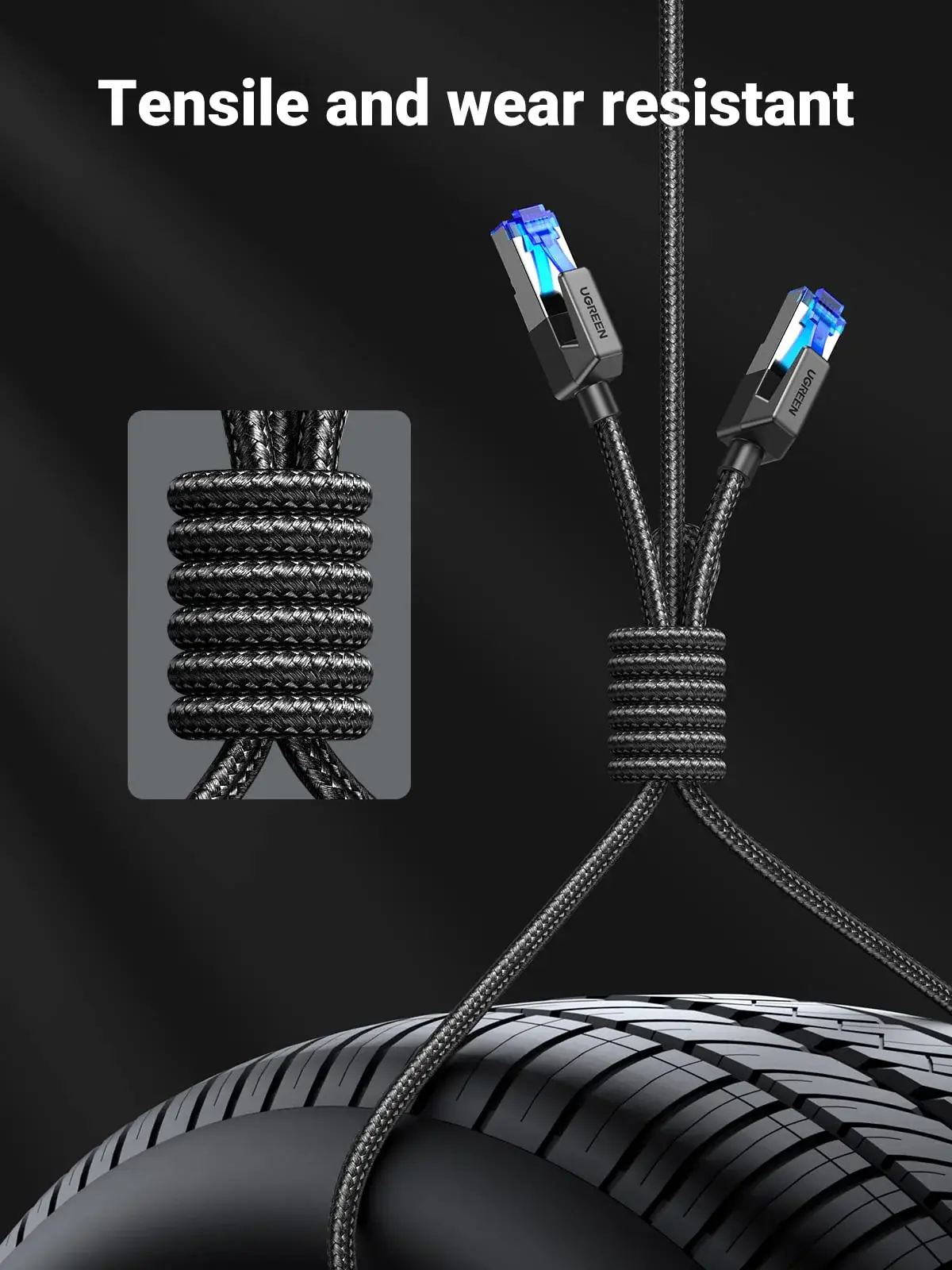UGREEN Cat8/FTP Round Ethernet Cable 2M - Black