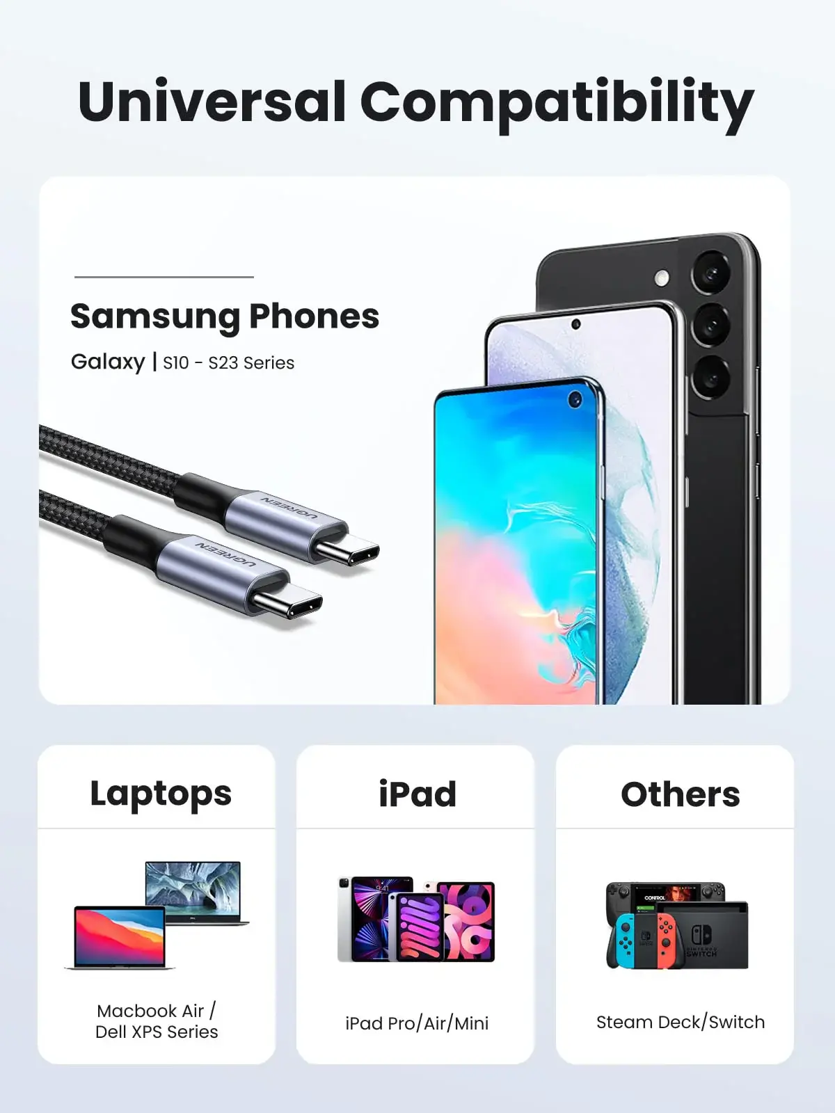 UGREEN USB-C to USB-C PD Fast Charging Cable 60W 2m - Black