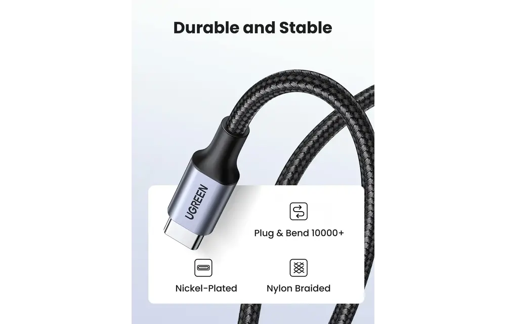 UGREEN USB-C to USB-C PD Fast Charging Cable 60W 1m - Black