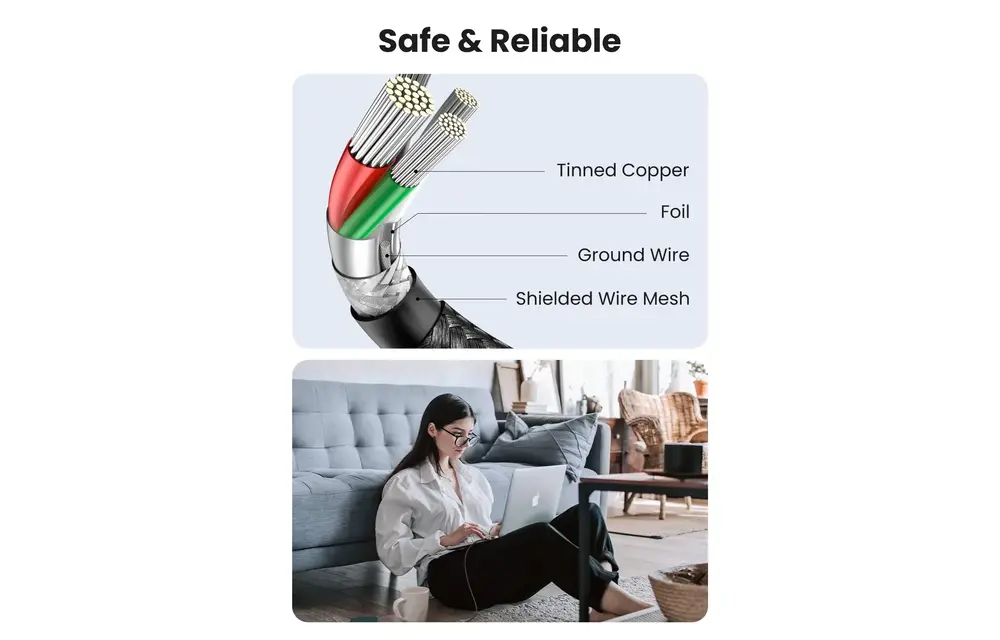 UGREEN USB-C to USB-C PD Fast Charging Cable 60W 1m - Black
