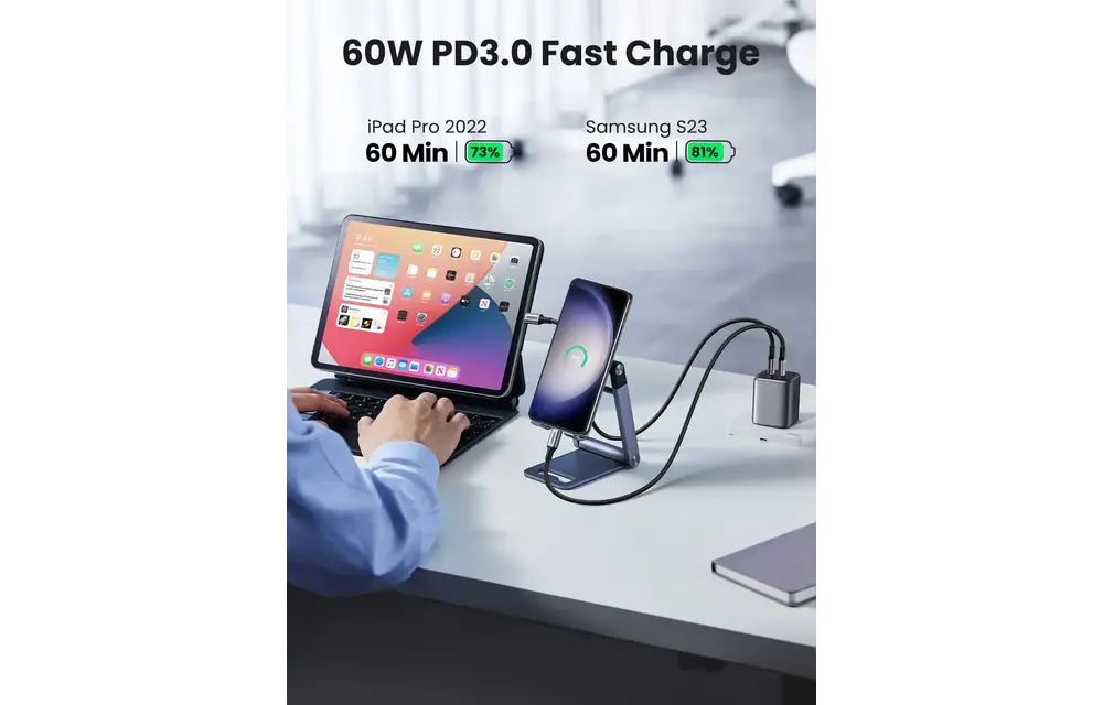 UGREEN USB-C to USB-C PD Fast Charging Cable 60W 1m - Black