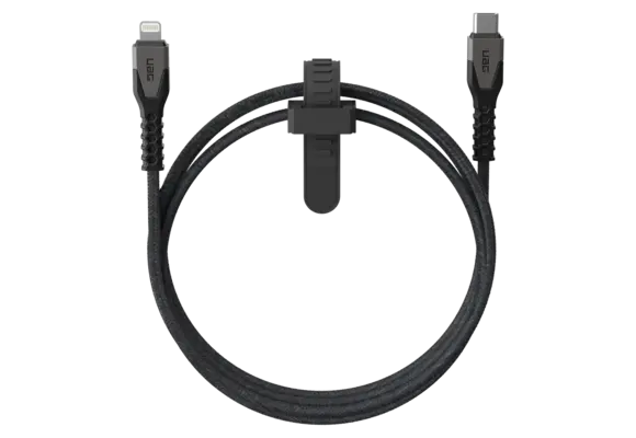 UAG Rugged Kevlar USB-C to Lightning 5ft (1.5m) Power Cable - Black and Grey