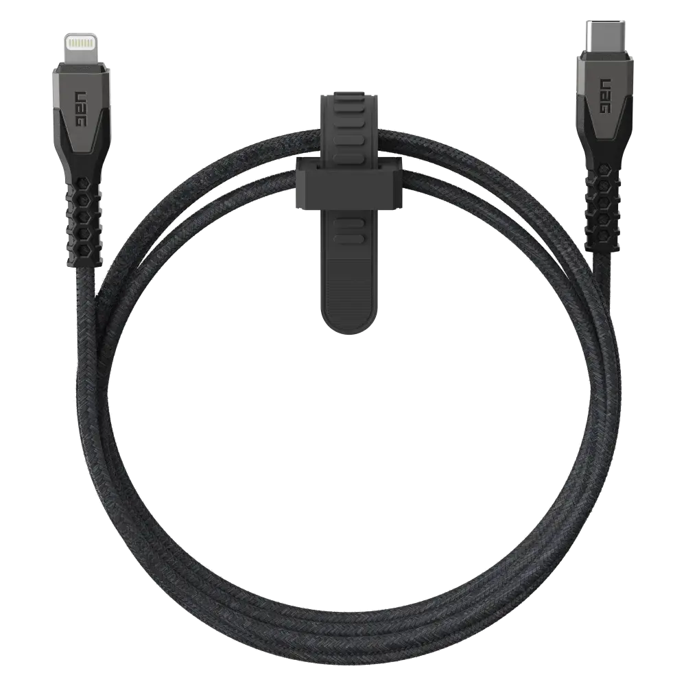 UAG Rugged Kevlar USB-C to Lightning 5ft (1.5m) Power Cable - Black and Grey