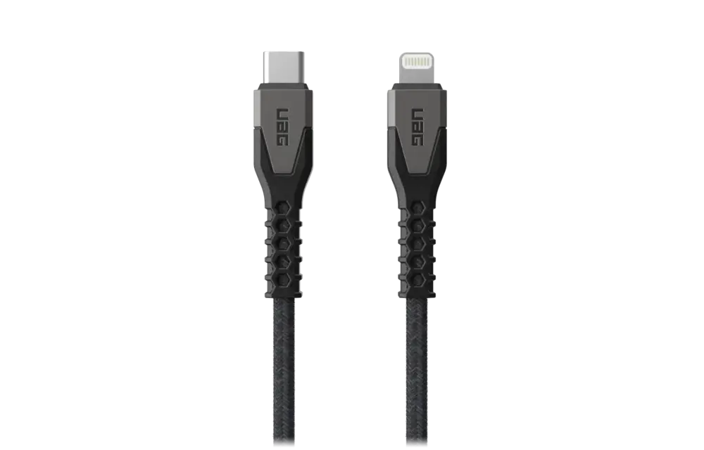 UAG Rugged Kevlar USB-C to Lightning 5ft (1.5m) Power Cable - Black and Grey