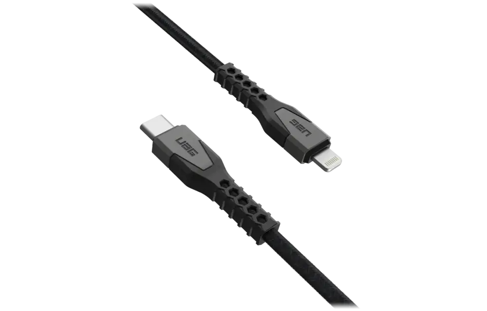 UAG Rugged Kevlar USB-C to Lightning 5ft (1.5m) Power Cable - Black and Grey