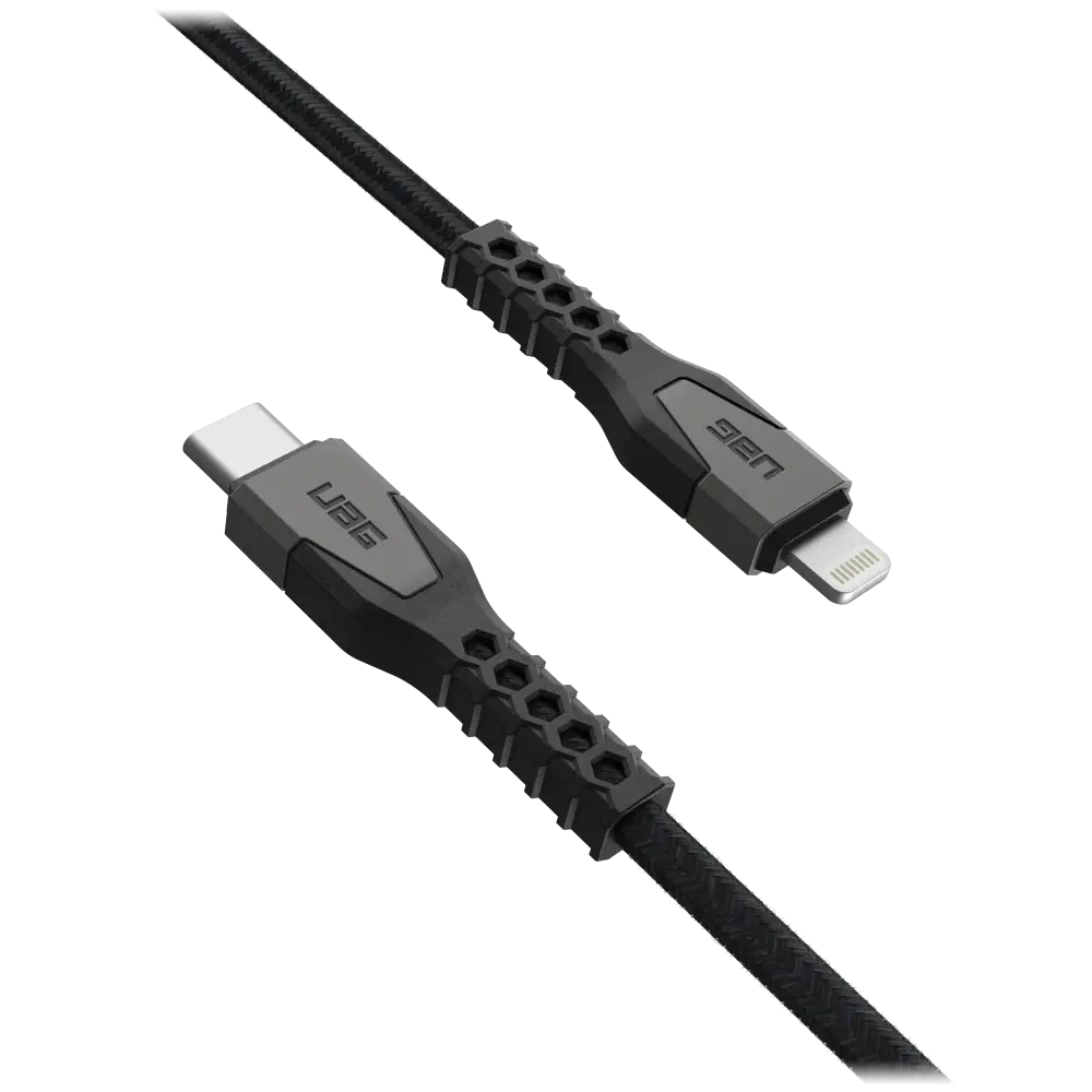 UAG Rugged Kevlar USB-C to Lightning 5ft (1.5m) Power Cable - Black and Grey