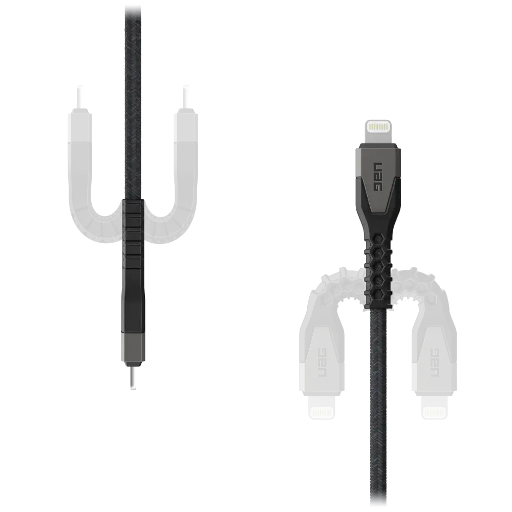 UAG Rugged Kevlar USB-C to Lightning 5ft (1.5m) Power Cable - Black and Grey