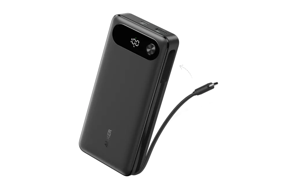 Anker Two-Way Power Bank Built in USB-C Cable 87W 20,000mAh - Black