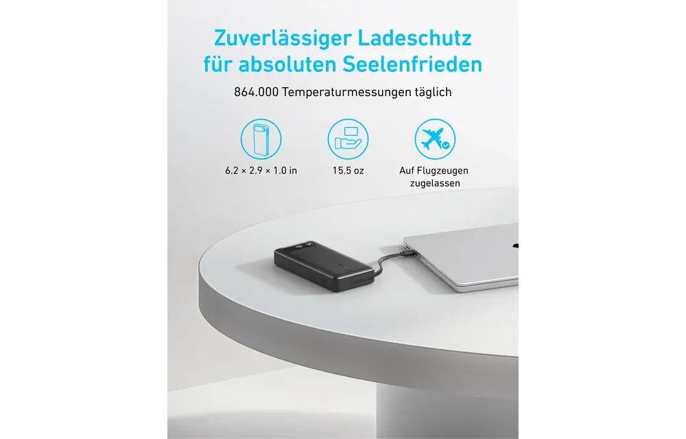 Anker Two-Way Power Bank Built in USB-C Cable 87W 20,000mAh - Black