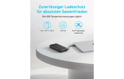 Anker Two-Way Power Bank Built in USB-C Cable 87W 20,000mAh - Black