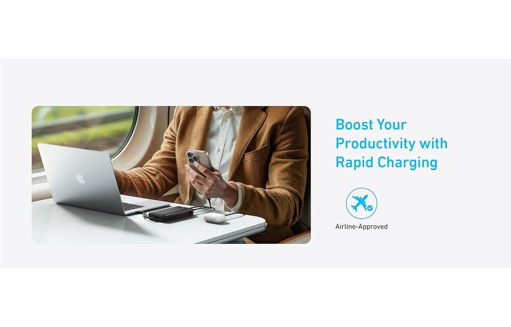 Anker Two-Way Power Bank Built in USB-C Cable 87W 20,000mAh - Black