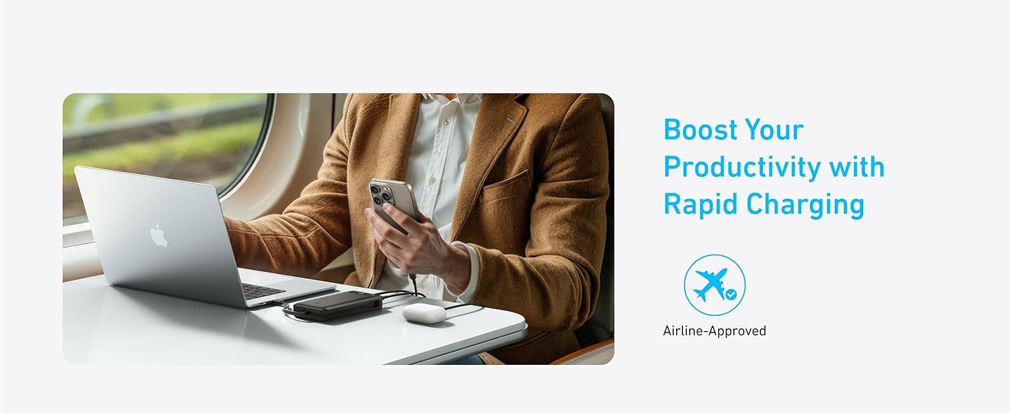 Anker Two-Way Power Bank Built in USB-C Cable 87W 20,000mAh - Black