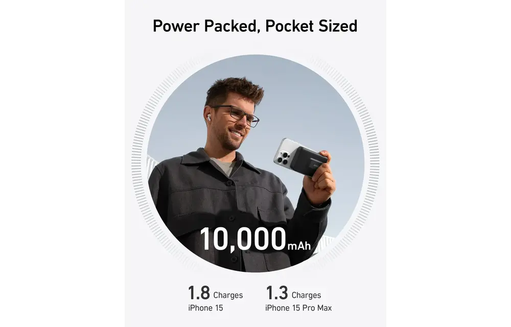 Anker MagGo Power Bank 10K with Stand & Smart Display 10,000mAh - Black