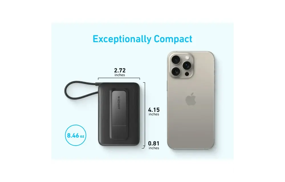 Anker Zolo Magnetic Power Bank Built in Stand & USB-C 30W Cable 10,000mAh - Black