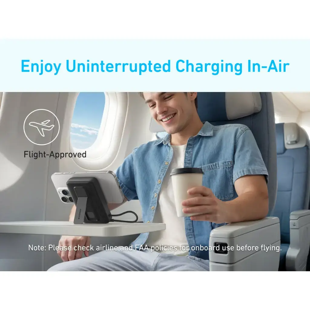 Anker Zolo Magnetic Power Bank Built in Stand & USB-C 30W Cable 10,000mAh - Black