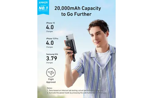 Anker Zolo Fast Charging Power Bank Built in USB-C Cable 10,000mAh - White