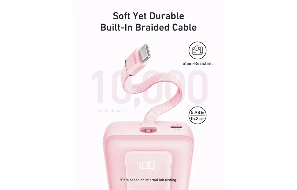 Anker Zolo Fast Charging Power Bank Built in USB-C Cable 10,000mAh  - Blue