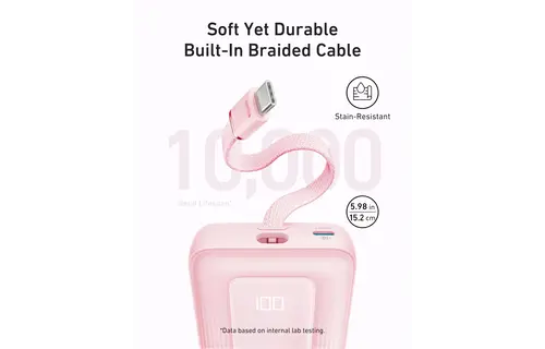 Anker Zolo Power Bank Built in USB-C Cable 10,000mAh  - Blue