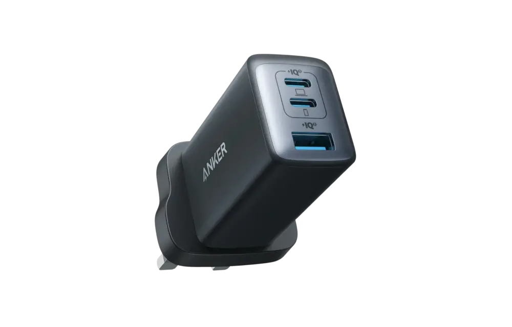 Anker High Speed 3-in1 GaN Charger 65W, 2 Type-C & 1 USB-A Port - Black