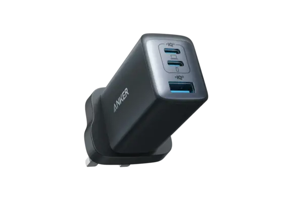 Anker High Speed 3-in1 GaN Charger 65W, 2 Type-C & 1 USB-A Port - Black