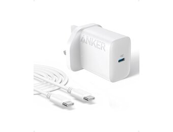 Anker High Speed 20W USB-C Wall Charger with USB-C Cable 1.5m - White