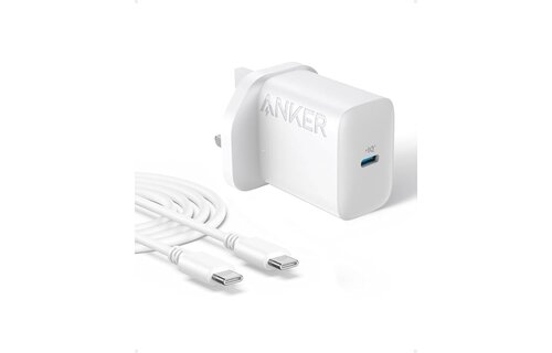 Anker High Speed 20W USB-C Wall Charger with USB-C Cable 1.5m - White