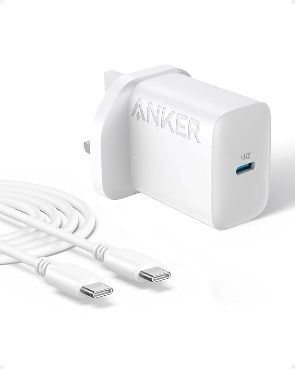 Anker High Speed 20W USB-C Wall Charger with USB-C Cable 1.5m - White