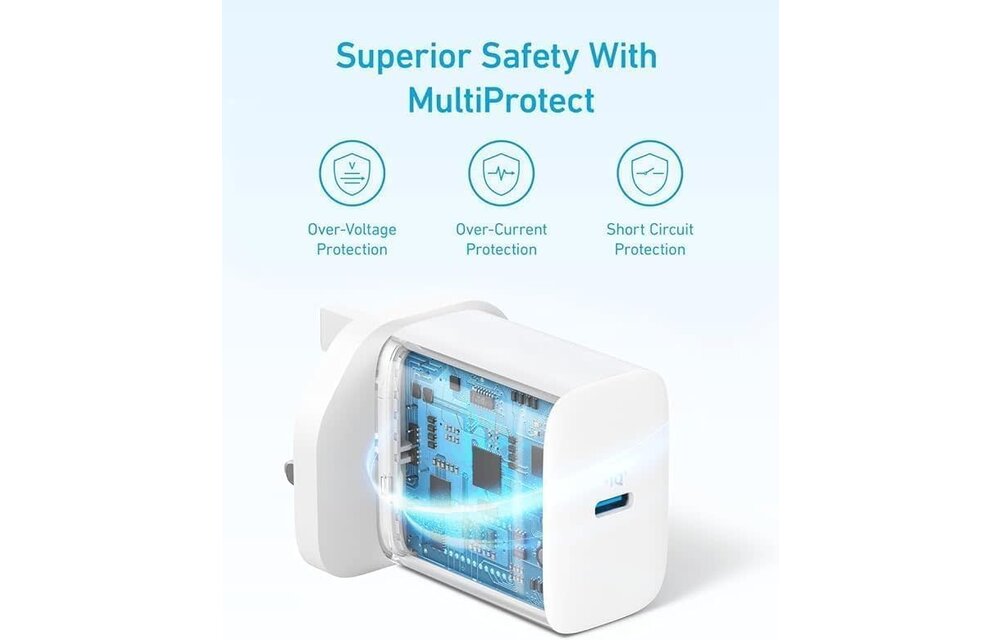 Anker High Speed 20W USB-C Wall Charger with USB-C Cable 1.5m - White