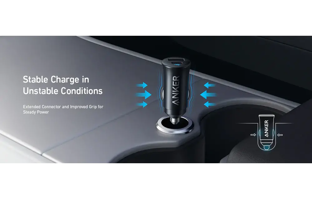 Anker Ultra Compact Dual Port USB-C+USB Car Charger 30W - Black