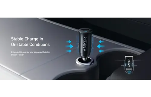 Anker Ultra Compact Dual Port USB-C+USB Car Charger 30W - Black