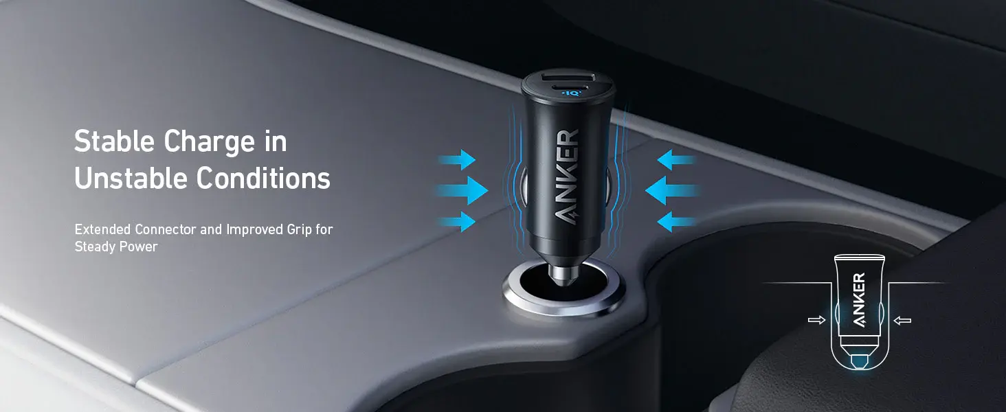 Anker Ultra Compact Dual Port USB-C+USB Car Charger 30W - Black